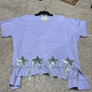 Glitter star tassel shirt